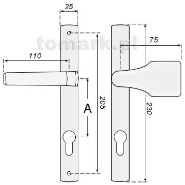 galko-klamka T3 rys techniczny